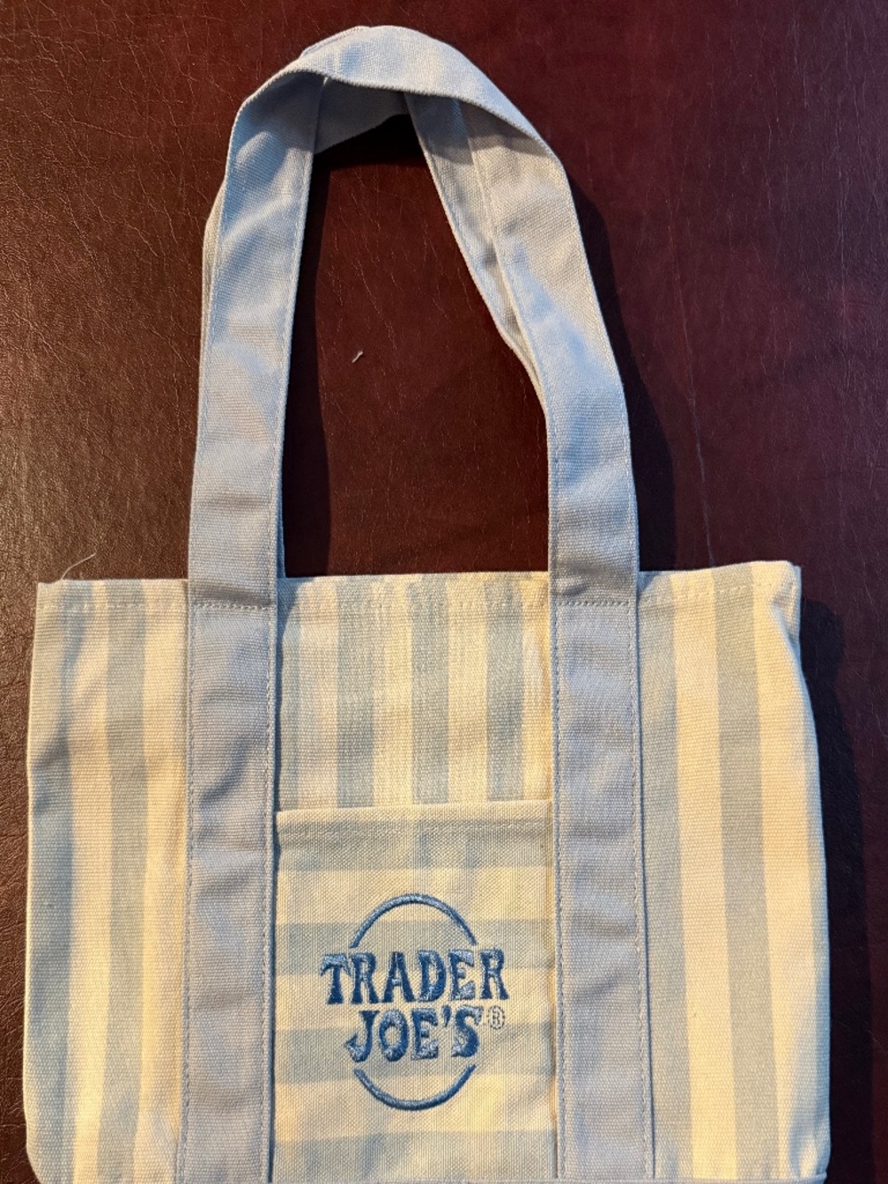 Trade Joe's mini canvas tote "Stripe bag" (Blue) Trader Joe's logo❣️